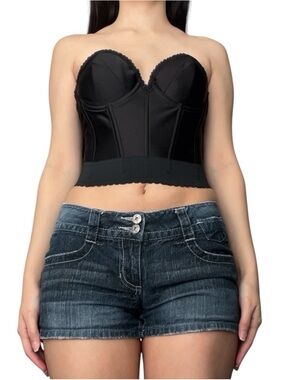 Women's Black Strapless Bustier Crop Top